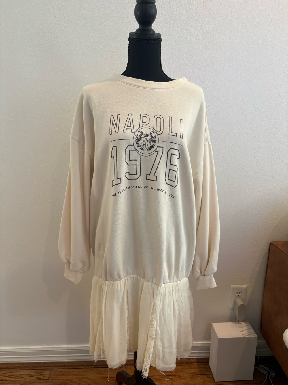 Pilcro Cream Mini Dress with Napoli 1976 Graphic